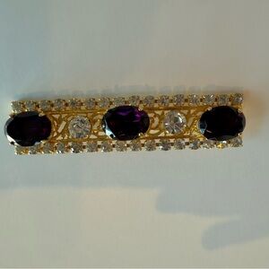 Vintage filigree rhinestone brooch